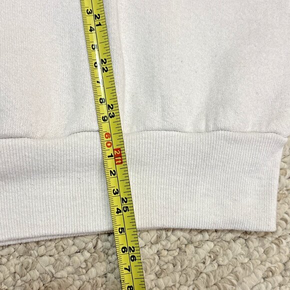 Vintage Fruit of the Loom White Sweatshirt Green Leaf Fully Alive 50% Cotton L - Picture 9 of 9
